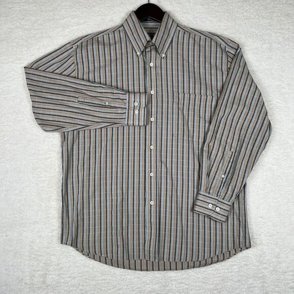 Alan Flusser Other - Alan Flusser Shirt Mens Medium Beige Striped Long Sleeve Button Down Casual